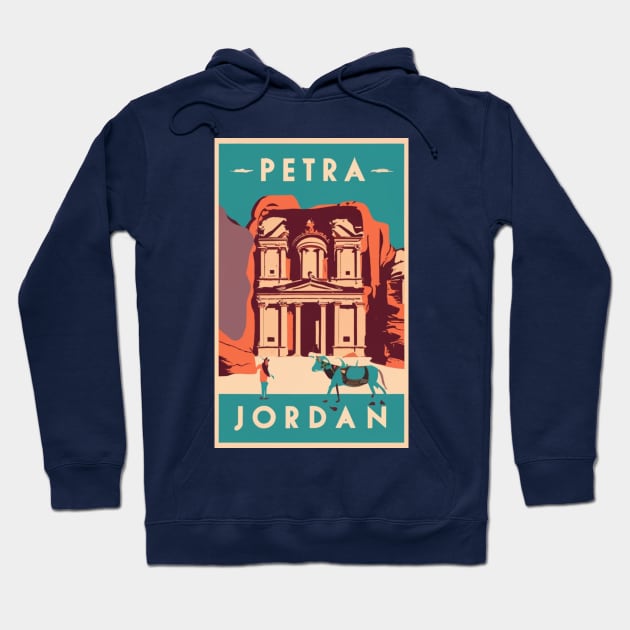 A Vintage Travel Art of Petra - Jordan Hoodie by goodoldvintage